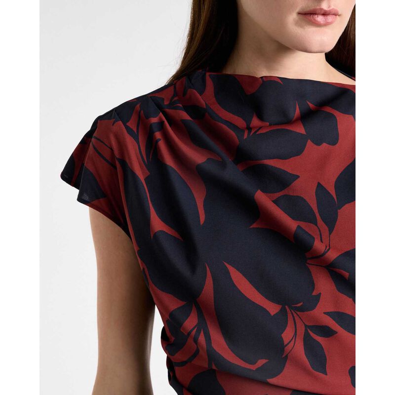 Cue Ink Stencil Floral Draped Midi Dress image number 2